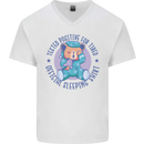 Tested Positive for Tired Teddy Bear Sleeping Mens V-Neck Cotton T-Shirt White