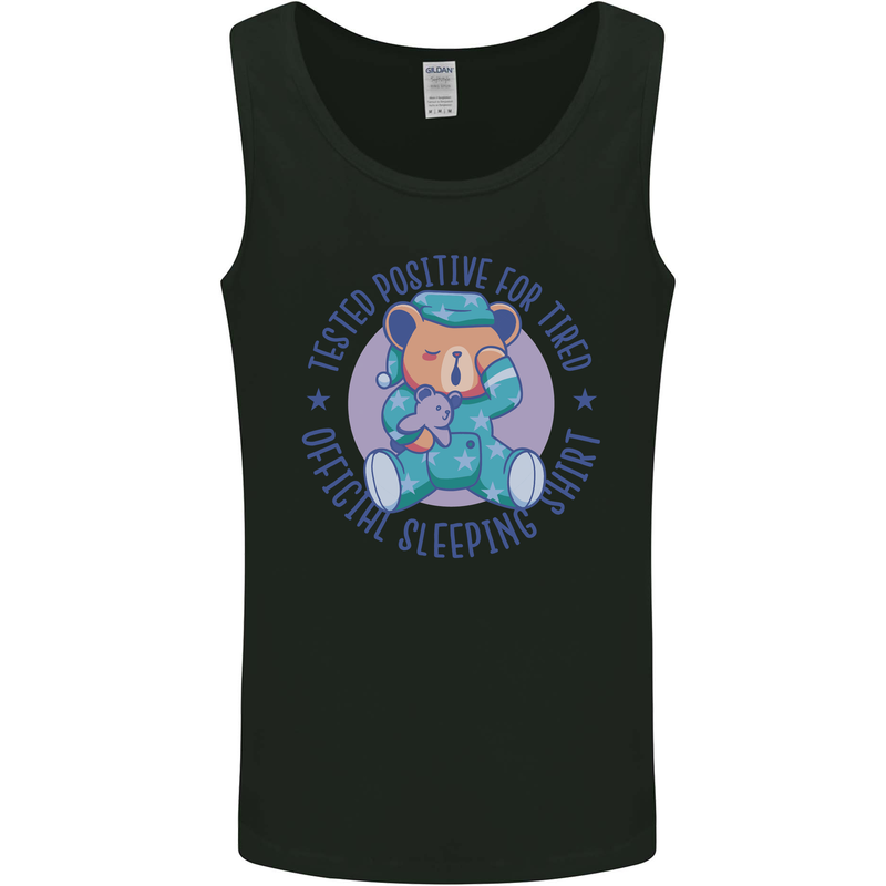 Tested Positive for Tired Teddy Bear Sleeping Mens Vest Tank Top Black