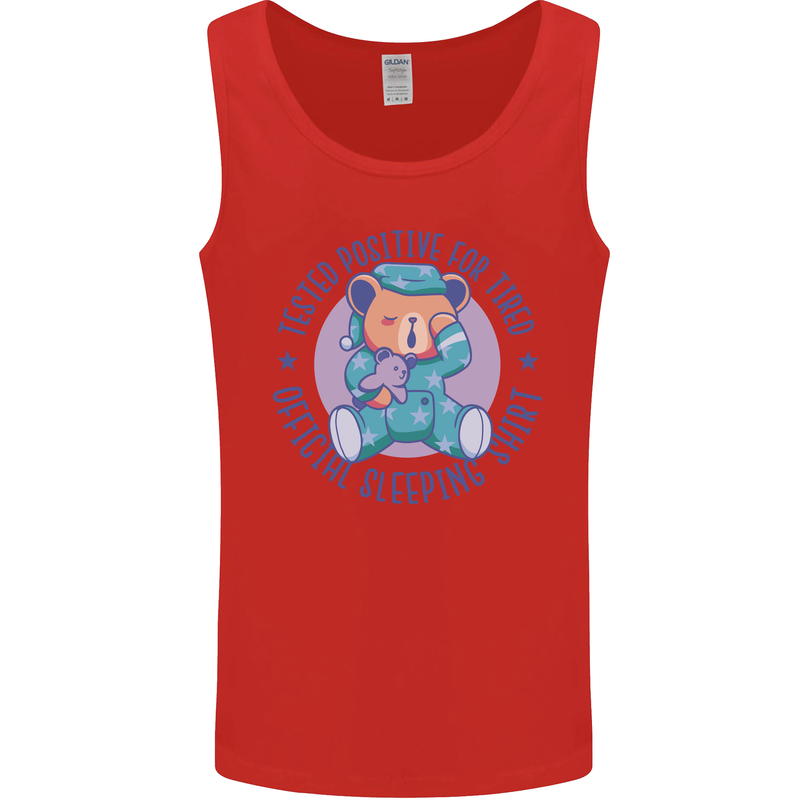 Tested Positive for Tired Teddy Bear Sleeping Mens Vest Tank Top Red