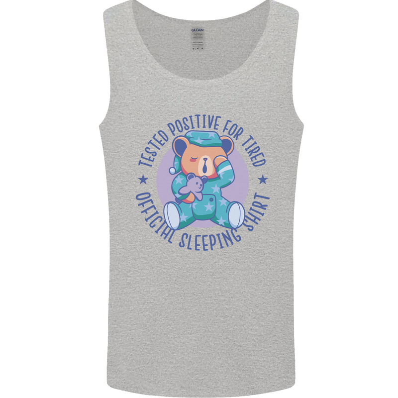 Tested Positive for Tired Teddy Bear Sleeping Mens Vest Tank Top Sports Grey