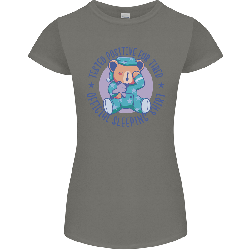 Tested Positive for Tired Teddy Bear Sleeping Womens Petite Cut T-Shirt Charcoal