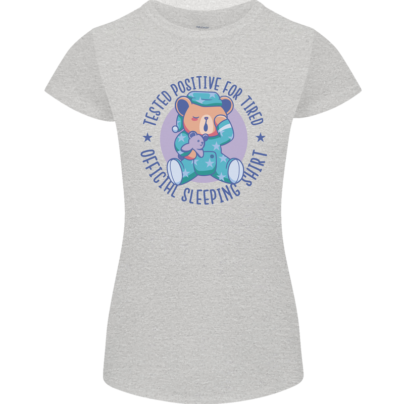 Tested Positive for Tired Teddy Bear Sleeping Womens Petite Cut T-Shirt Sports Grey