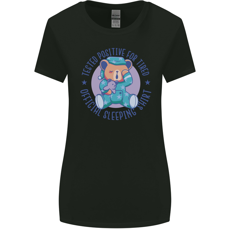 Tested Positive for Tired Teddy Bear Sleeping Womens Wider Cut T-Shirt Black