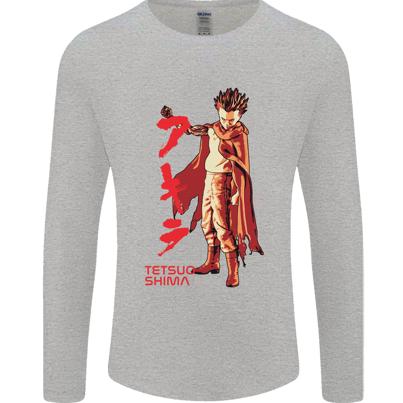 Tetsuo Shima Japanese Anime Mens Long Sleeve T-Shirt Sports Grey
