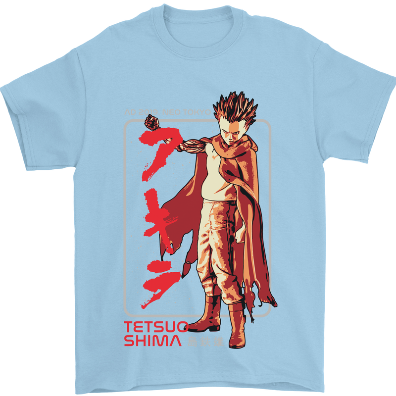 Tetsuo Shima Japanese Anime Mens T-Shirt Cotton Gildan Light Blue