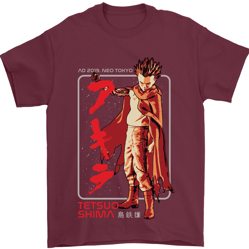 Tetsuo Shima Japanese Anime Mens T-Shirt Cotton Gildan Maroon