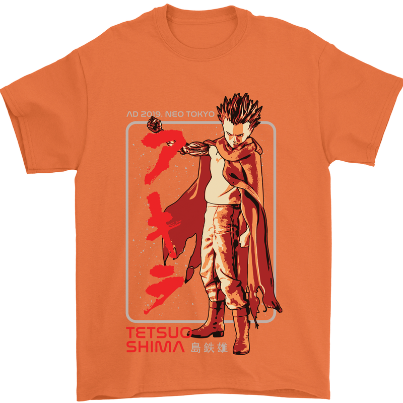 Tetsuo Shima Japanese Anime Mens T-Shirt Cotton Gildan Orange