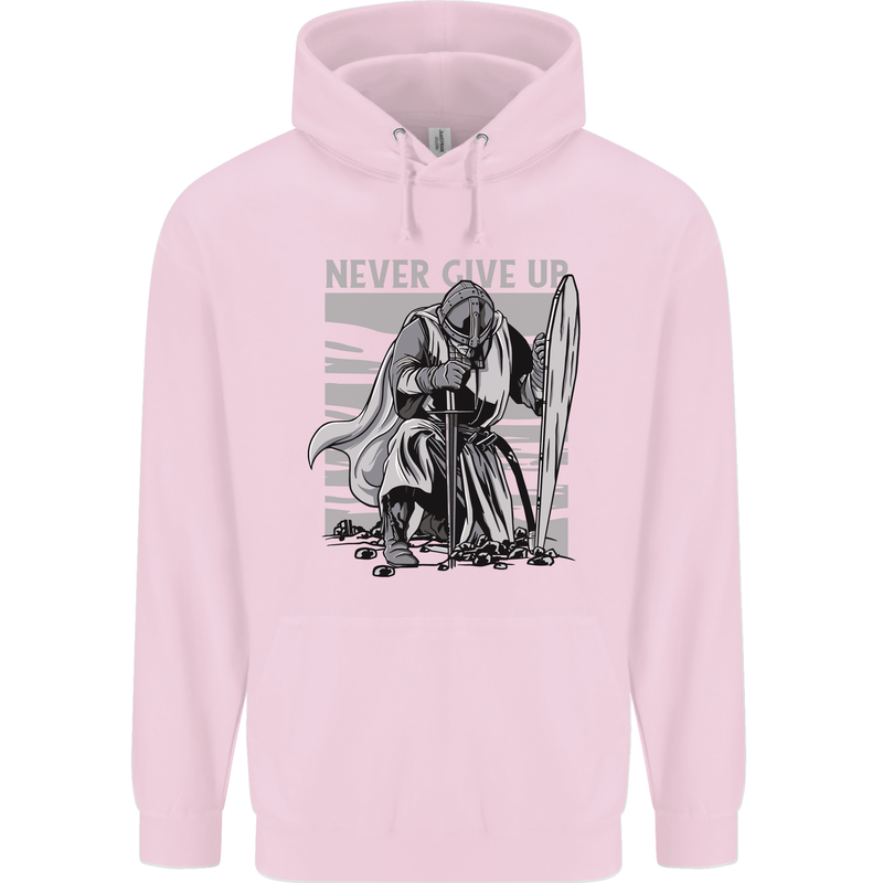Teutonic Knight Never Give Up Crusader Gym Childrens Kids Hoodie Light Pink