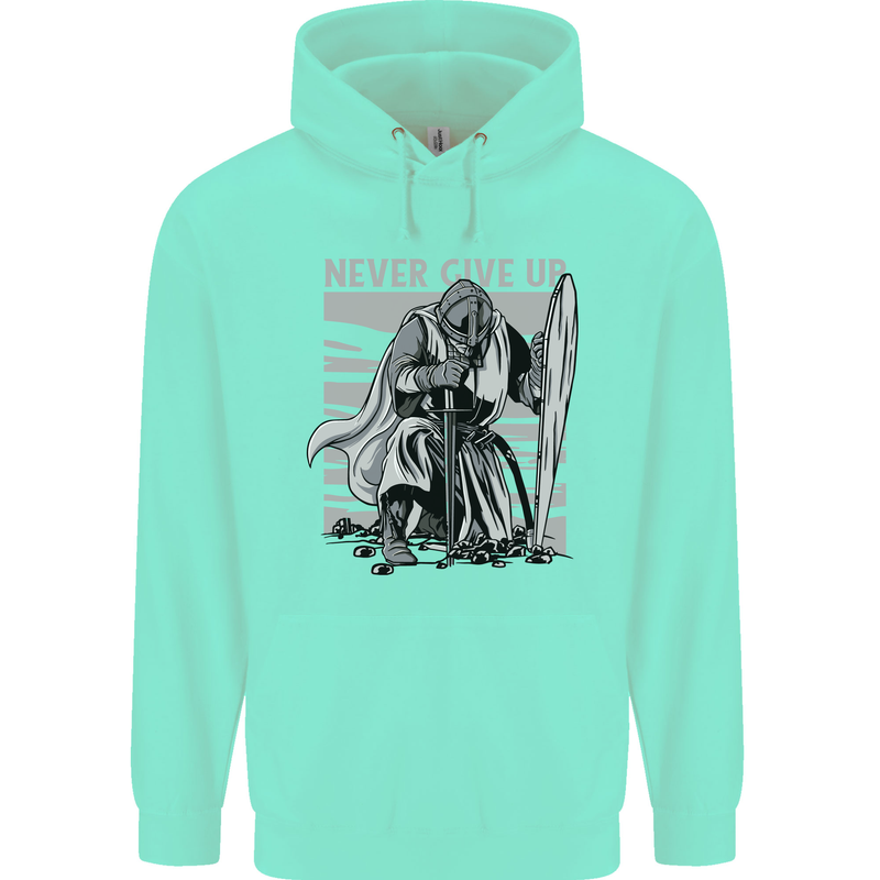 Teutonic Knight Never Give Up Crusader Gym Childrens Kids Hoodie Peppermint