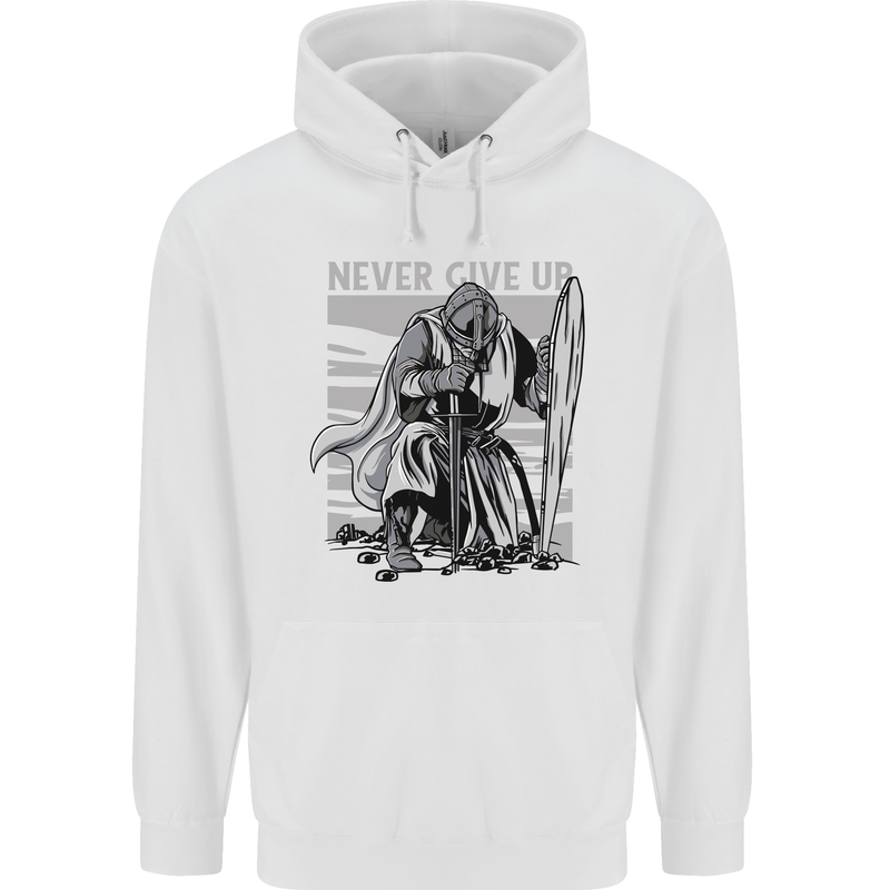 Teutonic Knight Never Give Up Crusader Gym Childrens Kids Hoodie White