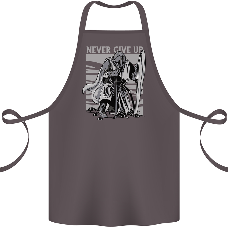 Teutonic Knight Never Give Up Crusader Gym Cotton Apron 100% Organic Dark Grey