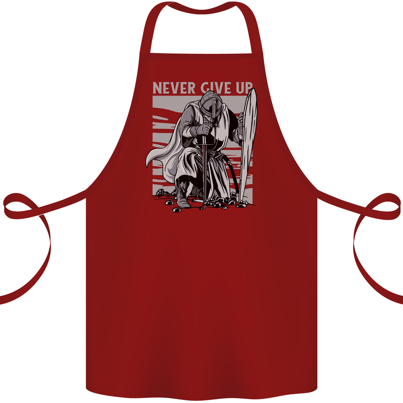 Teutonic Knight Never Give Up Crusader Gym Cotton Apron 100% Organic Maroon