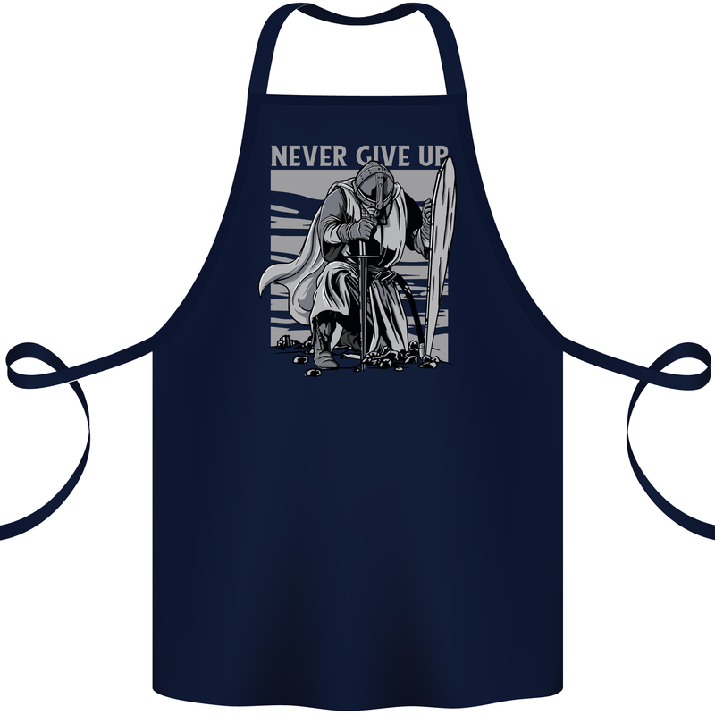 Teutonic Knight Never Give Up Crusader Gym Cotton Apron 100% Organic Navy Blue
