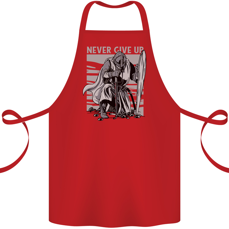 Teutonic Knight Never Give Up Crusader Gym Cotton Apron 100% Organic Red