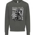 Teutonic Knight Never Give Up Crusader Gym Kids Sweatshirt Jumper Storm Grey