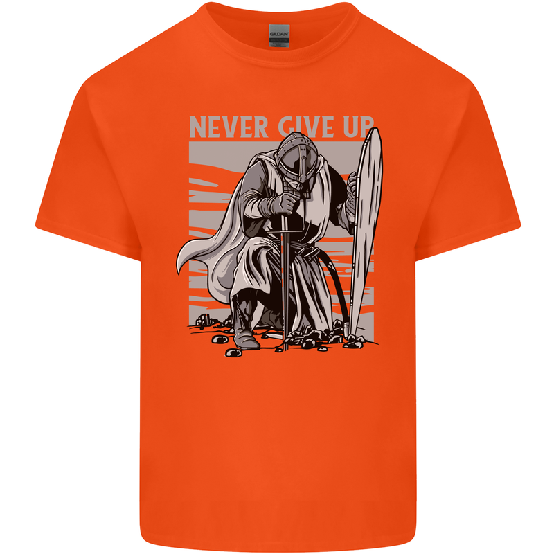 Teutonic Knight Never Give Up Crusader Gym Kids T-Shirt Childrens Orange