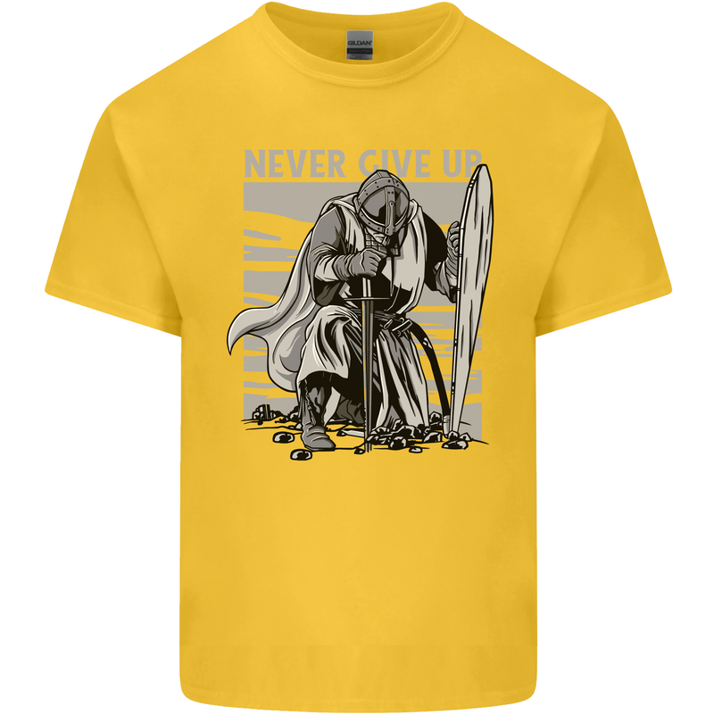 Teutonic Knight Never Give Up Crusader Gym Kids T-Shirt Childrens Yellow