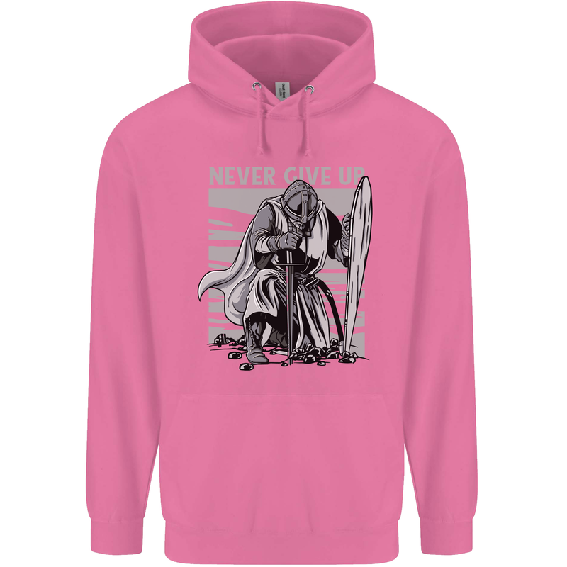 Teutonic Knight Never Give Up Crusader Gym Mens 80% Cotton Hoodie Azelea