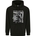 Teutonic Knight Never Give Up Crusader Gym Mens 80% Cotton Hoodie Black