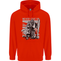 Teutonic Knight Never Give Up Crusader Gym Mens 80% Cotton Hoodie Bright Red