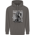 Teutonic Knight Never Give Up Crusader Gym Mens 80% Cotton Hoodie Charcoal