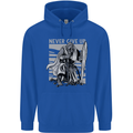 Teutonic Knight Never Give Up Crusader Gym Mens 80% Cotton Hoodie Royal Blue