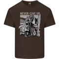 Teutonic Knight Never Give Up Crusader Gym Mens Cotton T-Shirt Tee Top Dark Chocolate