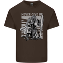 Teutonic Knight Never Give Up Crusader Gym Mens Cotton T-Shirt Tee Top Dark Chocolate