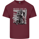 Teutonic Knight Never Give Up Crusader Gym Mens Cotton T-Shirt Tee Top Maroon