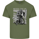 Teutonic Knight Never Give Up Crusader Gym Mens Cotton T-Shirt Tee Top Military Green