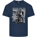 Teutonic Knight Never Give Up Crusader Gym Mens Cotton T-Shirt Tee Top Navy Blue