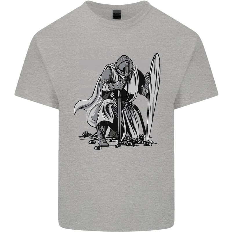 Teutonic Knight Never Give Up Crusader Gym Mens Cotton T-Shirt Tee Top Sports Grey