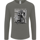 Teutonic Knight Never Give Up Crusader Gym Mens Long Sleeve T-Shirt Charcoal