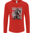 Teutonic Knight Never Give Up Crusader Gym Mens Long Sleeve T-Shirt Red