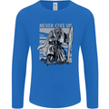 Teutonic Knight Never Give Up Crusader Gym Mens Long Sleeve T-Shirt Royal Blue