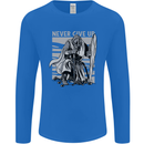 Teutonic Knight Never Give Up Crusader Gym Mens Long Sleeve T-Shirt Royal Blue