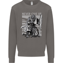 Teutonic Knight Never Give Up Crusader Gym Mens Sweatshirt Jumper Charcoal