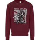 Teutonic Knight Never Give Up Crusader Gym Mens Sweatshirt Jumper Maroon