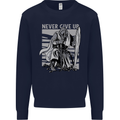 Teutonic Knight Never Give Up Crusader Gym Mens Sweatshirt Jumper Navy Blue