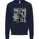 Teutonic Knight Never Give Up Crusader Gym Mens Sweatshirt Jumper Navy Blue
