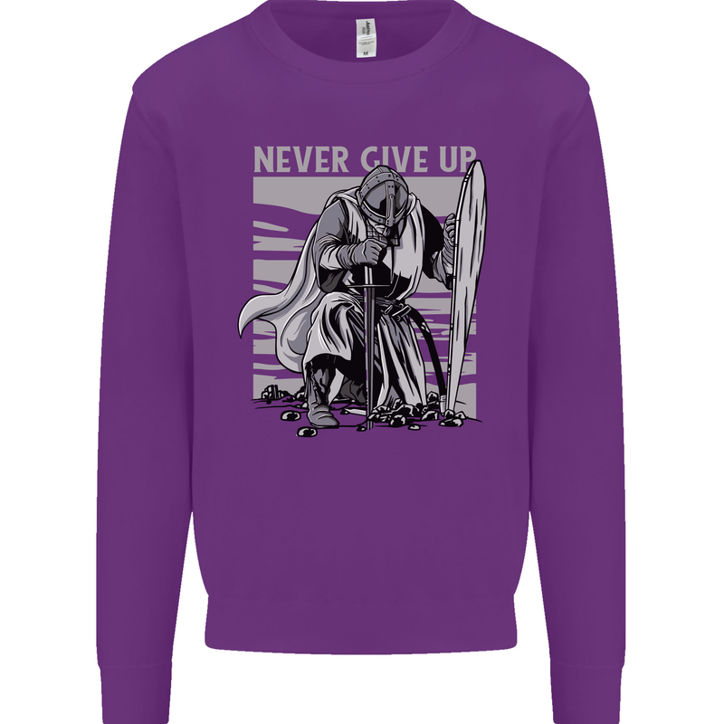 Teutonic Knight Never Give Up Crusader Gym Mens Sweatshirt Jumper Purple