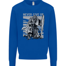 Teutonic Knight Never Give Up Crusader Gym Mens Sweatshirt Jumper Royal Blue