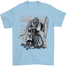 Teutonic Knight Never Give Up Crusader Gym Mens T-Shirt Cotton Gildan Light Blue