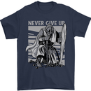 Teutonic Knight Never Give Up Crusader Gym Mens T-Shirt Cotton Gildan Navy Blue