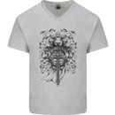 Teutonic Knight St. George's Day Crusader Mens V-Neck Cotton T-Shirt Sports Grey