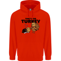 Thanks Giving Christmas Turkey Cat Childrens Kids Hoodie Bright Red