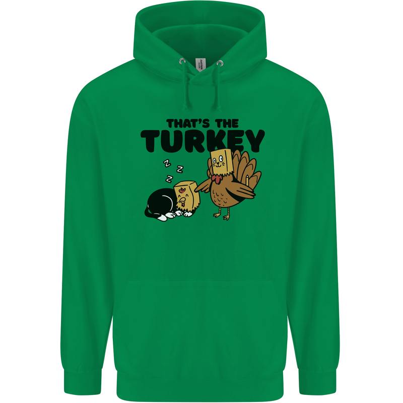 Thanks Giving Christmas Turkey Cat Childrens Kids Hoodie Irish Green