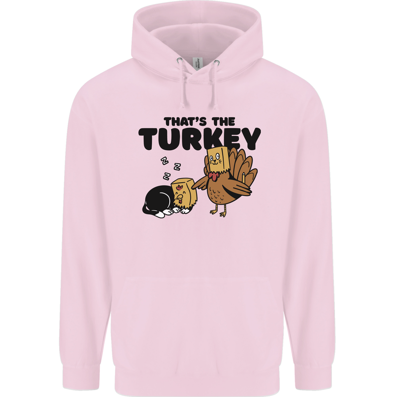 Thanks Giving Christmas Turkey Cat Childrens Kids Hoodie Light Pink