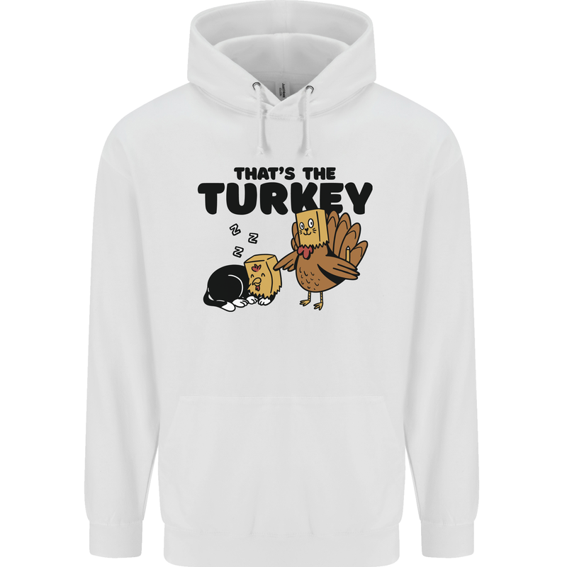 Thanks Giving Christmas Turkey Cat Childrens Kids Hoodie White