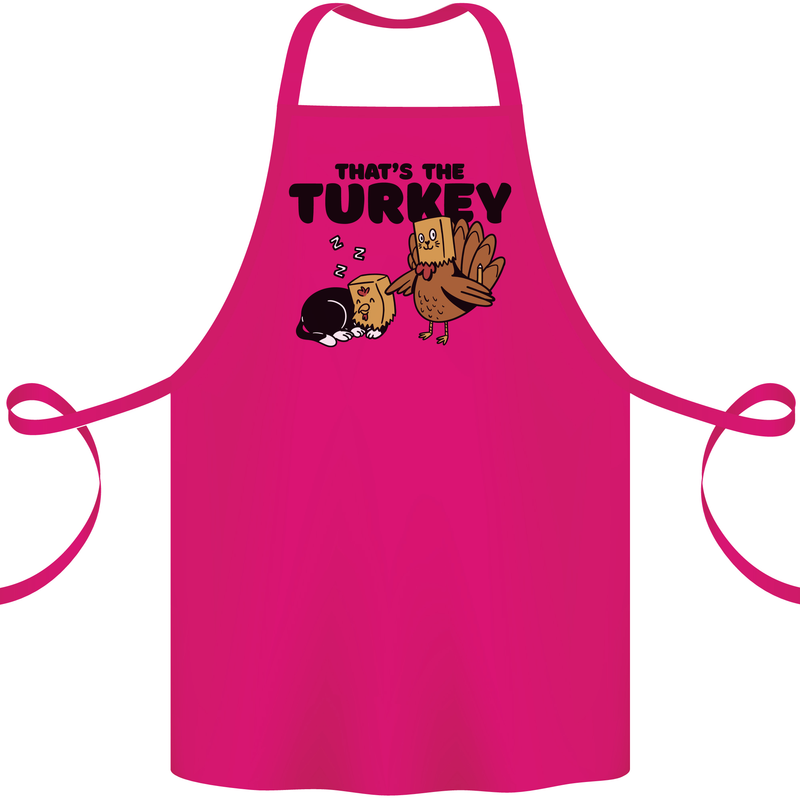 Thanks Giving Christmas Turkey Cat Cotton Apron 100% Organic Pink